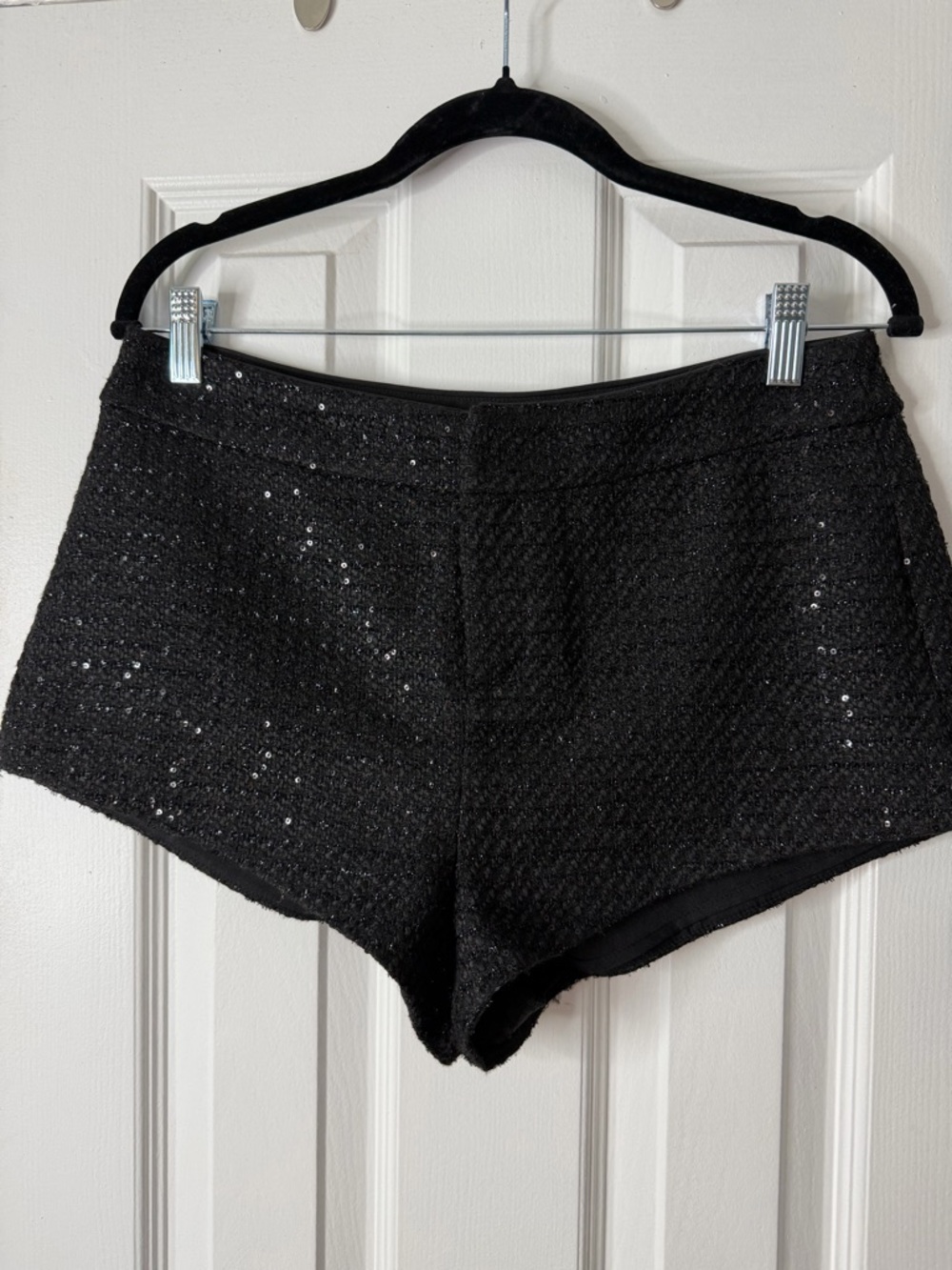 NWT Endless Rose Black Sequin Tweed High-Waist Micro Shorts